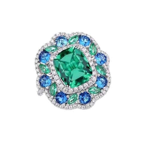 Bague de fiançailles moissanite verte 5 carats en argent luxueux