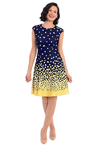 Image of London Times Womens Dresses Cap Sleeve Fit and Flare - Elegant Summer Cocktail Graduation Garden Party Wedding Guest Dress