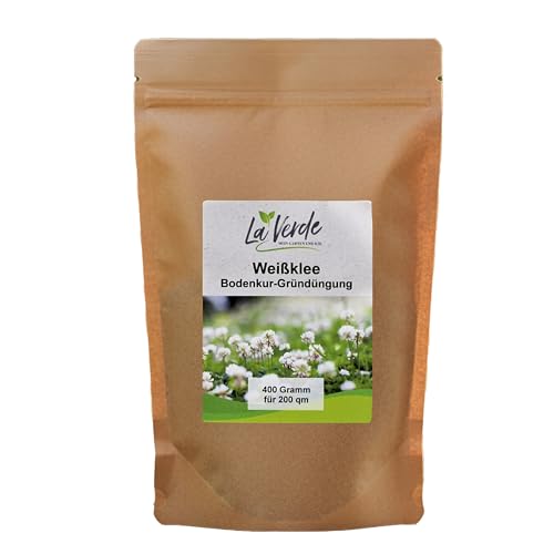 La Verde MEIN GARTEN UND ICH. Weißklee Samen 400g für 200m Futterpflanze Bodenkur mehrjährige Gründüngung Saatgut ohne Gentechnik