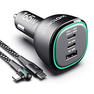 165W USB C Car Charger Adapter Super Fast Charging WOTOBEUS PD3.1 140W/PD3.0 100W PPS45W QC5+PD 35W PPS25W+30W for iPhone 16 15 14 Max Samsung Galaxy S24 23 22 iPad MacBook Pro Air Type-C Laptop Pixel