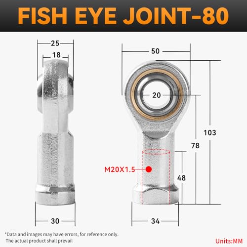 Image of Cylinder Fisheye Joint Bearing Internal Gear Universal Joint Ball Head Connecting Rod Suitable for Pneumatic SC 80 Cylinder