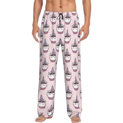 Vosery Mens Pajama Pants - Soft Sleep Lounge Pants for Men, Cute Cupcake Long Casual Men' s PJ Bottoms Pants with Pockets