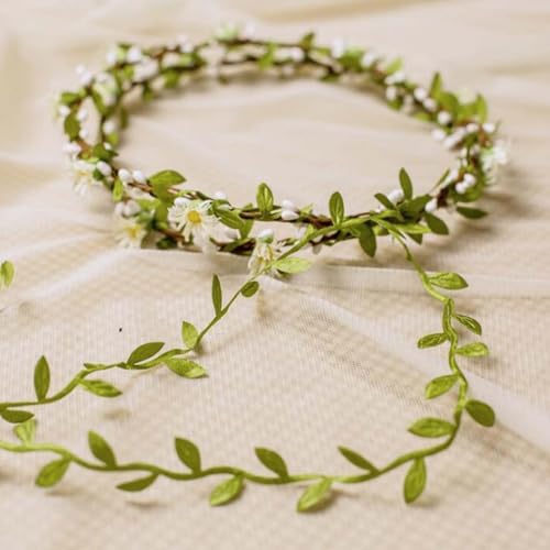 Haarbänder Floral Girlande für Damen Hochzeit,Braut Haarschmuck mit Blumenkranz, Perfekter Kopfschmuck für Brautjungfern und Hochzeiten, Blumenkranz Blume Krone Stirnband