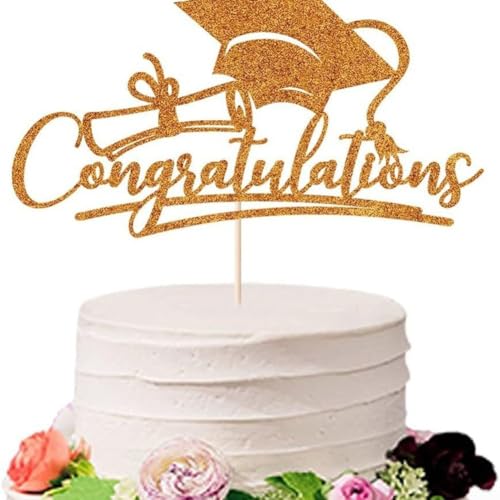 Inserto de decoración de pastel de temporada de graduación 2025 para uso en fiestas, inserto de papel para mejorar la presentación de pasteles durante eventos de graduación (naranja)