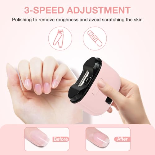 AOOWU Elektrischer Nagelknipser, Nageltrimmer Nagelpolierer 2 in 1, Nagelreste mit Licht, Kabelloser 3-Gang-Nagelknipser, Kein Lärm Fingernagelknipser für Babys, Ältere Menschen und Erwachsene