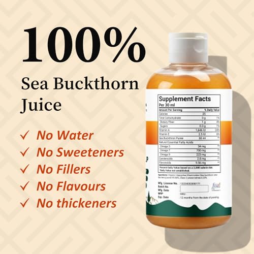 Image of Beauty Secrets Himalayan Sea Buckthorn Pulp - 100% Raw & Unfiltered Seabuckthorn Berry Puree | Rich in Omega 7 | Natural Vitamin C & Antioxidants for Skin, Immunity & Gut Health (300 ML)