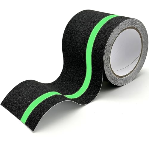 Image of Anti-Slip Tape with Glow in Dark, 4Inch x 16.4Ft Non Skid Tape for Stairs | Anti-Slip Traction Tape for Stairs, Floors, Decks, Indoors & Outdoors, Waterproof PVC Safety Grip Tape with Glow