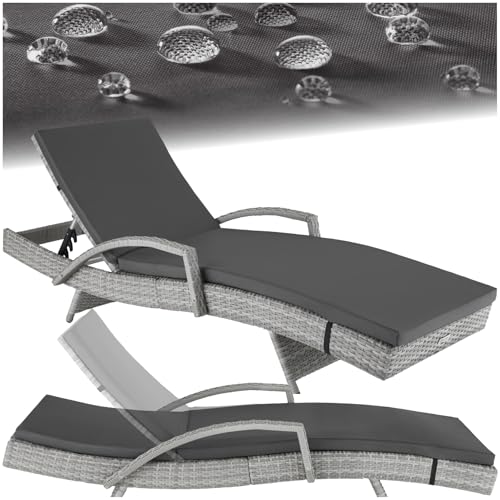 tectake® Chaise Longue Bain de Soleil en Résine Tréssée Aluminium Résistant Dossier Inclinable sur 5 Positions, Transat Salon de Jardin Exterieur Mobilier de Jardin...