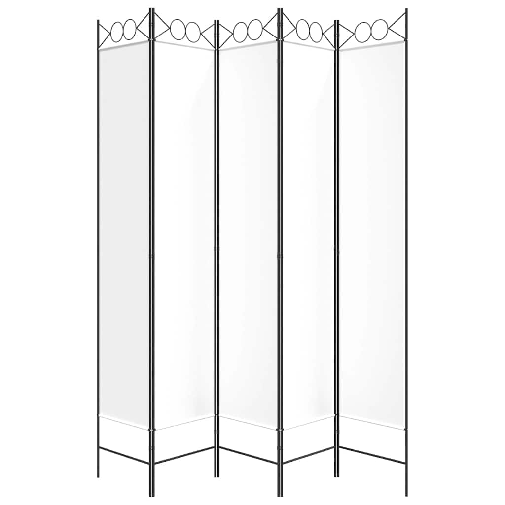 Lot de 5 séparateurs de pièce - Blanc - 200 x 220 cm - Tissu - Paravent pliable sur pied - Pour salon, chambre à coucher, bureau, balcon - Brise-vue intérieur et extérieur