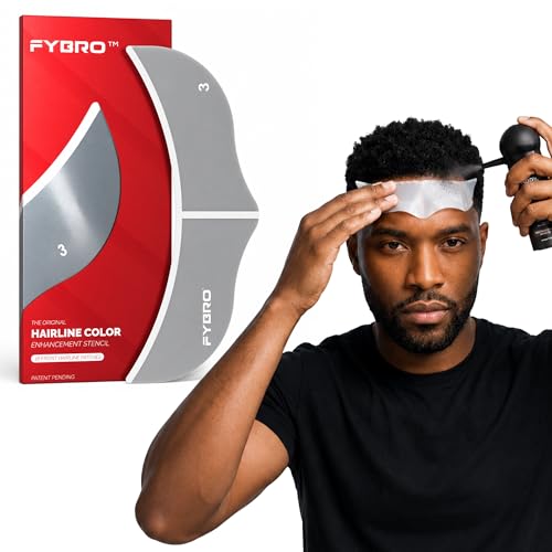 FYBRO Hairline Enhancement Stencil | 16 Pieces Stick-On Disposable Shape Up Tool for Hairline Spray and Hair Fibers | No Razor or Clippers Needed, Easy to Use for Sharp, Clean Lineup.