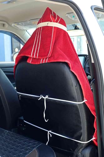 Image of MISHIKA Cotton Car Seat Towel Cover, Universal Fit, Beige, Soft Driving Comfort, 130x50 cm (1, Red, 30 x60)