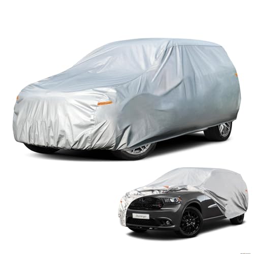 Image of Kayme 6 Layers SUV Car Cover Custom Fit for Dodge Durango (2004-2025) Waterproof All Weather for Automobiles, Outdoor Full Cover Rain Sun UV Protection.Silver
