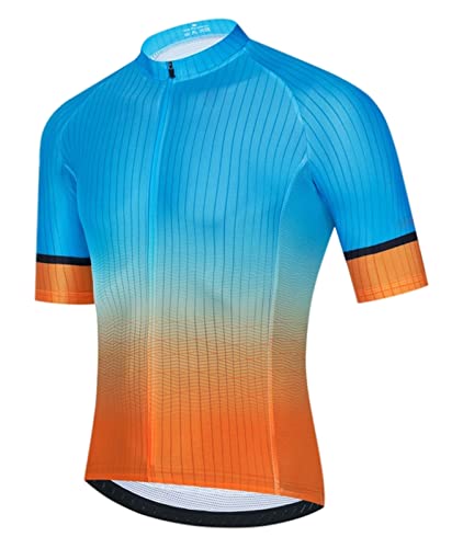 BESTORI Conjunto de camisa masculina de ciclismo de secagem rápida para bicicleta de estrada, Laranj