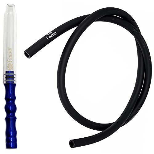 Caesar Shisha Alu + Glasmundstück + Silikonschlauch Set (Blue)