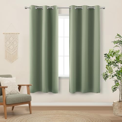 Image of KOUFALL Sage Green Boho Blackout Curtains 72 Inch Length for Bedroom 2 Panels Set Home Office Organic Decor Grommet Thermal Room Darkening Living Room Window Black Out Curtains 72 Inch Long