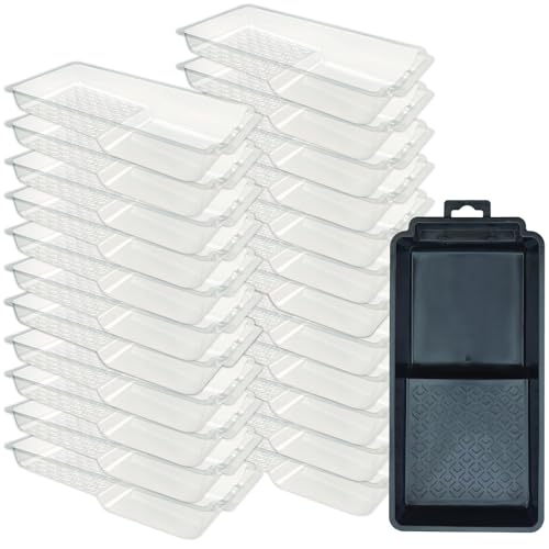 Kingorigin Paint Tray Liners, 4 Inch Paint Roller Tray Set with 23 Disposable Paint Pan Liners, Durable Small Paint Trays for Painting Cabinets, Walls | Spill-Proof Design