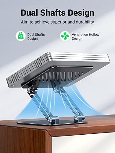 UGREEN Tablet Stand Holder for Desk Dual Rod Support Aluminum Tablet Holder Adjustable Multi-Angle Home Office Accessories Compatible with iPad Pro 13 12 11 10.5 Air Mini 5 4 3 2 Phone E-Reader Black