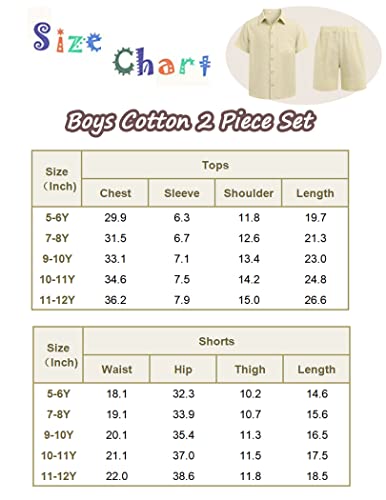 Coofandy Boy 2 Piece Outfit Cotton Short Sleeve Button Down Shirt And Shorts Set #TOP6