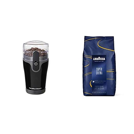 Hamilton Beach Fresh Grind 4.5oz Electric Coffee Grinder for Beans, Spices and More, Stainless Steel Blades, Black & Lavazza Super Crema Whole Bean Coffee Blend, Medium Espresso Roast, 2.2 Pound