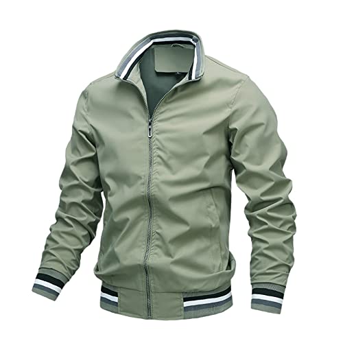 BFSGBFNTMD Veste DéContractéE pour Hommes Beau Printemps Et Automne Sport Veste De Couleur Unie VêTements pour Hommes, Vert, L
