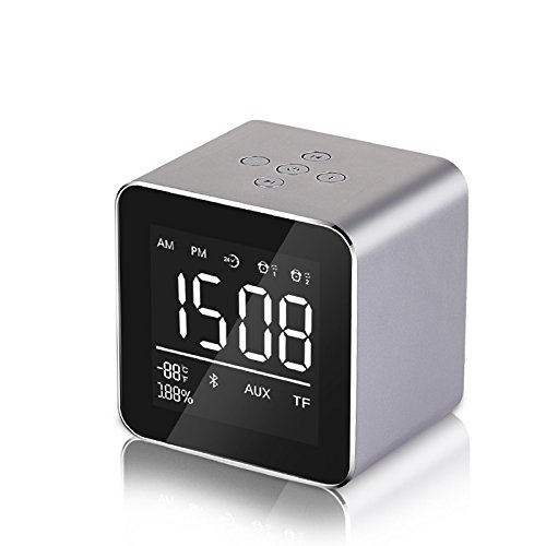 YAyusi V9 Mini Wireless Bluetooth Speaker LED Mirror Alarm Clock FM