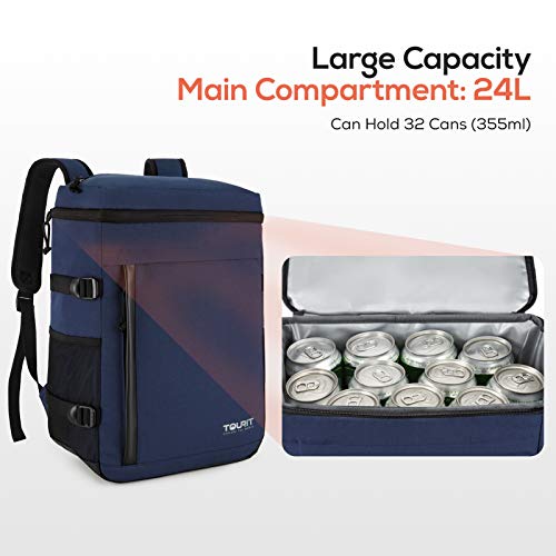 Image of TOURIT 38 Cans Backpack Cooler: Leak Proof Waterproof 2 Insulated Compartments Soft Cooler Bag Beach Travel Camping Picnic