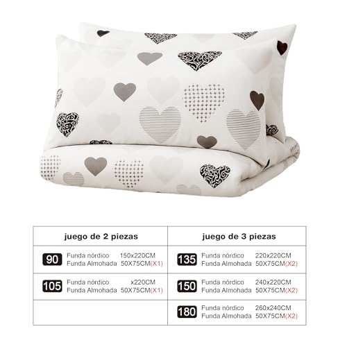 Miniatura 4 de Manemi Funda Nordica 240x220cm, Funda Nordica Cama 150, Juegos De Nordicas Con Funda De Cojin 50x75cm, 100 Poliester, Funda Con Cremallera, Sueva Y Transpirable