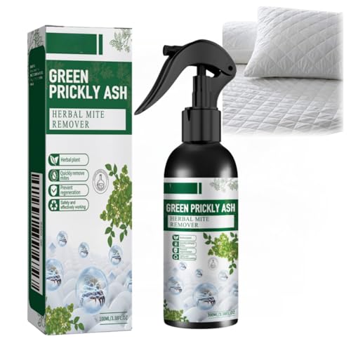 Mhepzol 100ml Bed Bug & Dust Mite Killer Green Prickly Ash Herbal Mite Remover Quickly removemites Carpet Beetle & Moth Killer Spray Pet & Children Friendly for Home Bed Pet Bedding