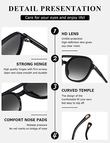 Masdun Retro Square Aviator Sunglasses Womens Mens 70S Stylish Vintage Double Bridge Sun Glasses #TOP6