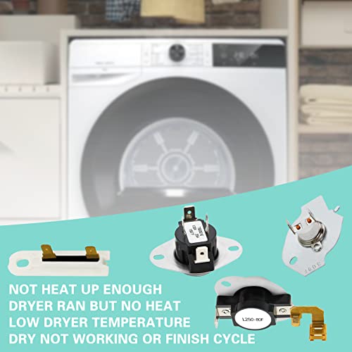 3387134 Dryer Thermostat 3977767 High Limit Thermostat 3977393 Cut-Off Switch & 3392519 Dryer Thermal Fuse (2 Pack) For Whirlpool Kenmore Maytag Dryer Heating Parts #TOP6