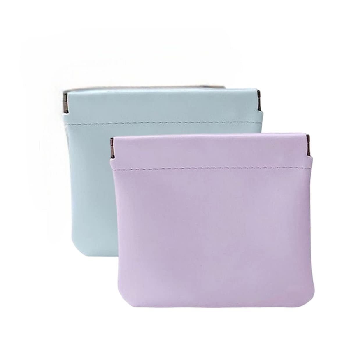 2 Pc's Mini Travel Makeup Bag Small Pouches for Women Waterproof Pu Cosmetic Bag Squeeze Top Pocket Storage Pouch for Coin Purse Lipstick Jewelry Accessories Assorted (Multi Color)-image-8