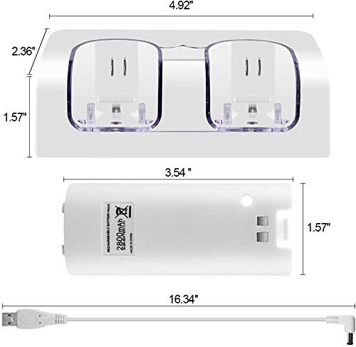Pulory Wii Charging Station, Dual Charger Dock With Two Rechargeable 2800Mah Batteries For Wii Remote Controller thumb #5