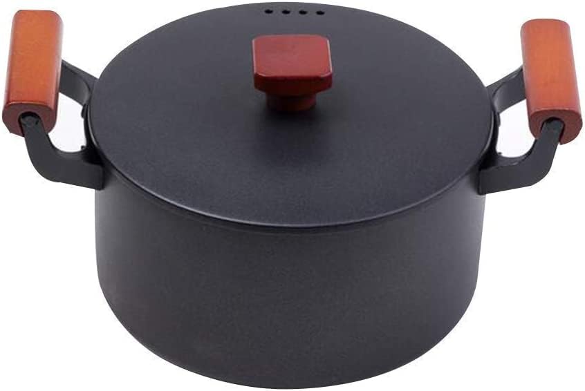 Cacerola, Cacerola Antiadherente de Hierro Fundido con Tapa de Cristal, Apta para Placa de Inducción y Cocina de Gas, Cacerola Antiadherente de 22 cm
