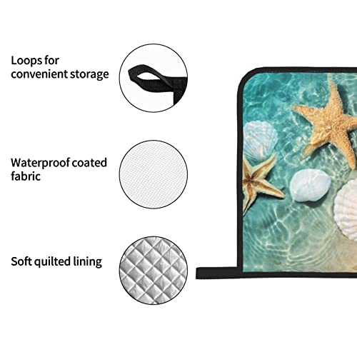 Beach Starfish Shells Oven Mitts And Potholders Professional Heat Resistant Cotton Oven Mitts Kitchen Gloves 4 Piece Set #TOP5