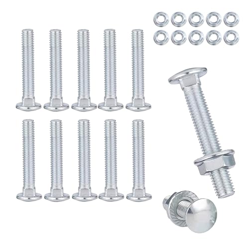 ALLY-MAGIC Schlossschrauben M6, Schloßschrauben, 10 Stück Flachrundkopfschrauben mit Flanschmuttern, Schlossschrauben für Bauwesen Industriemaschinen Heimdekoration E21-FJYTLS ﻿