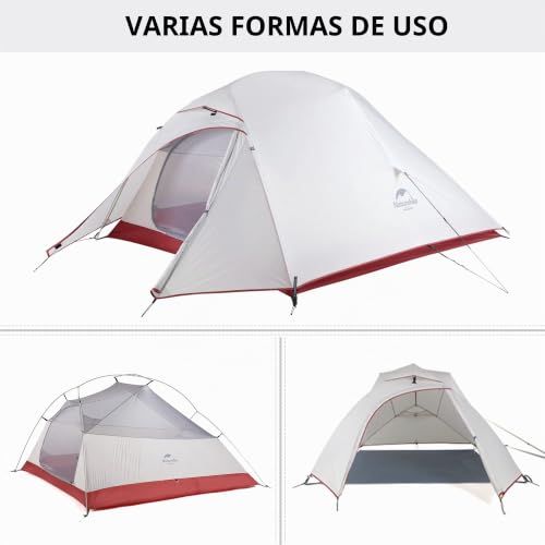 Miniatura 2 de Naturehike New Cloud-Up 3 Personas Tienda Mejorada Tienda De Doble Capa Tienda De Campaña Tiendas De Senderismo 20d Gris Actualización