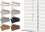 Faux Wood Venetian Blinds With Tape 50mm Slats TRIMMABLE Fauxwood Easy installation Manual Indoor Blind with Fitting Pack Indoor Light Control Living Room Kitchen (White, 60cm width x 150cm drop)