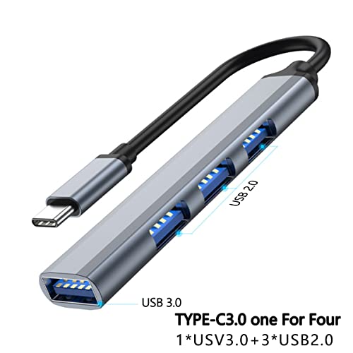 موزع USB C بـ4 منافذ 3.0/2.0، موزع USB من خليط معدني من الالومنيوم خفيف الوزن، معدل نقل اقصى مدمج: 5 جيجابايت في الثانية، ويندوز، ماك، PS-4، PS-5، كروم بوك