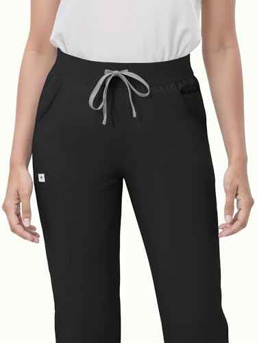 Image of Scrub Pants for Women - Straight Leg Medical Scrub Pants with 6 Pockets - Drawstring Soft Stretch Women Scrub Pant