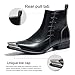 POTENCE STAR Men’s Black Western Pointed Toe Ankle Boots with Metal Toe Cap Side Zipper Comfortable Non Slip Dress Boots for Back to School and Banquet