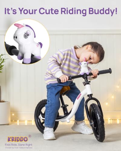 Image of KRIDDO Toddler Balance Bike 2 Year Old, Age 24 Months to 5 Years Old, Early Learning Interactive Push Bicycle with Steady Balancing, Gift Bike for 2-5 Boys Girls, White