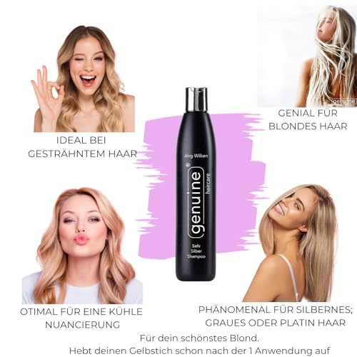 Foto von Solv Silbershampoo mit Keratin, gegen Gelbstich, für blondiertes, gesträhntes, silber/graues Haar, kräftigt Glanz & Haarfarbe, genuine haircare