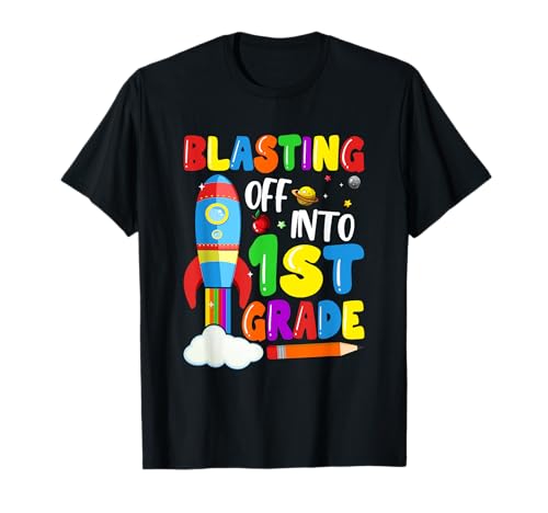 Blasting Off Into 1st Grade Funny Back To School Boys Kids T-Shirt