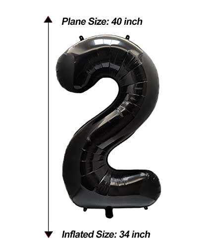 Aule 40 Inch Big Black 2 Balloon Number Large Foil Helium Number Balloons 0-9 Jumbo Giant Happy 2Nd Birthday Party Decorations For Boy Or Girl Huge Mylar Anniversary Party Supplies #TOP4
