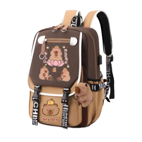 Genérico Mochila Capibara, Capibara Mochila Kawaii para Niños y Niñas, Mochilas Escolares Adolescentes, Patrón de Dibujos Animados, Resistente, Moderna y Multifuncional (D)