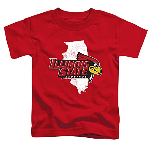 Illinois State University Official State Shape Unisex Toddler T Shirt,Red, 3