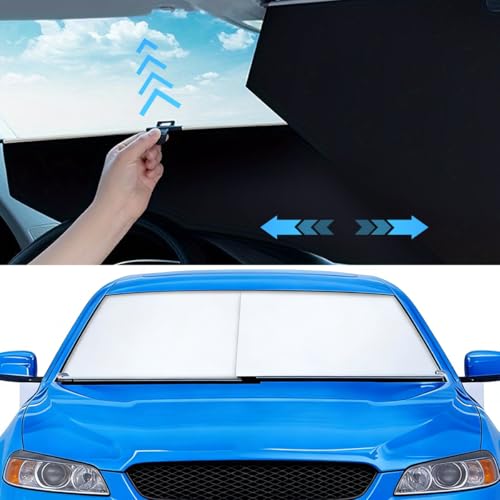 2026 Auto Retractable Car Windshield Sun Shade Adjustable Automatic Sunshade for UV & Heat Protection Privacy Protection Universal Fit for Cars Foldable Sun Visor for Parking & Outdoor Use
