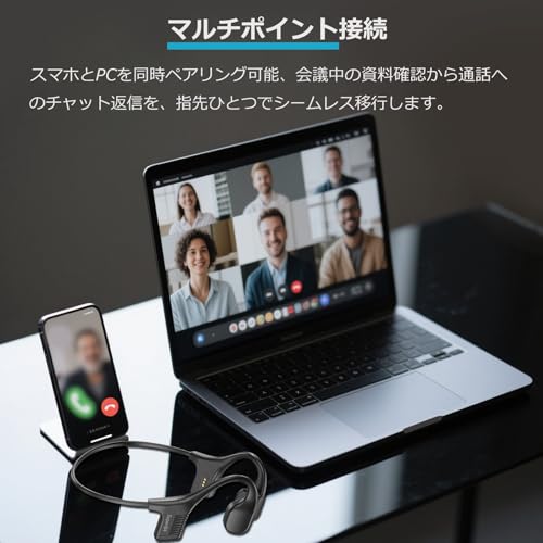 水泳イヤホン IP68完全防水 こつでんどうヘッドホンBluetooth 水中MP3 マイク付きワイヤレスイヤホン オープンイヤーヘッドフォン 8時間連続再生 32GBメモリ内蔵 最大8000曲 ランニング スポーツ サイクリング ウォーキング 商品画像6
