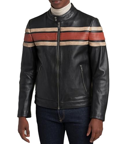 Image of Crafter Men's Classic Elite Vintage Style Cafe Racer Retro Motorcycle Distressed Biker Zip Up Genuine Leather Jackets For Men