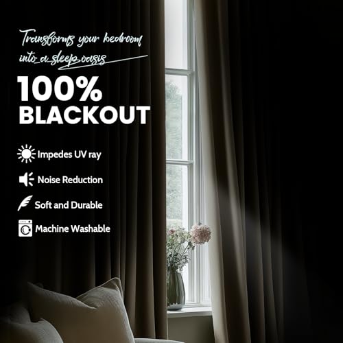 Image of COSVIYA Sage Green Linen Curtains 100% Blackout Grommet Drapes 90 Inches | Light Blocking Full Room Darkening Thermal Insulated Curtains for Living Room /Bedroom with Liner, 2 Panels, 52x90 inches